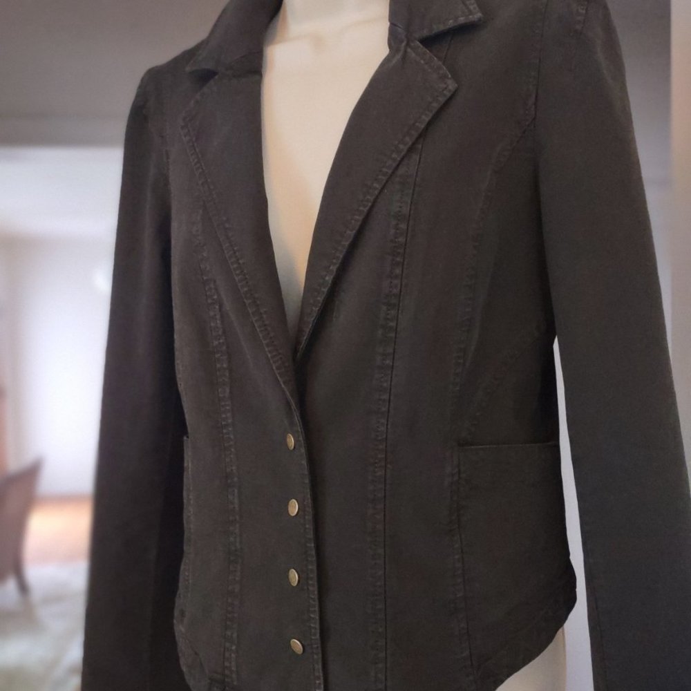 ANTHROPOLOGIE Structured Button Front Blazer Olive Green NWT Size 12 - Picture 4 of 16